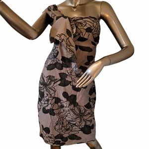 Collins One Shoulder cotton Grey & Blk Dress Sz 6